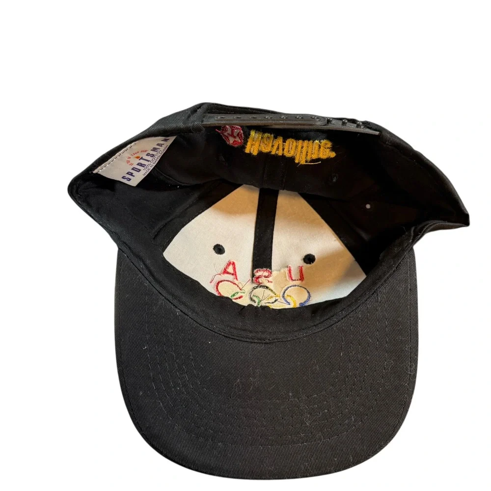 Vintage USA Olympics Black Havoline Sponsor Snapback Hat Black Cotton‎